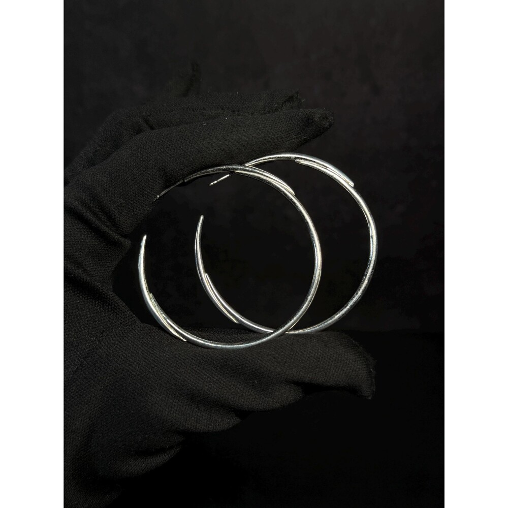925 Sterling Silver Large Open Hoop Earrings 2" Twisted Design